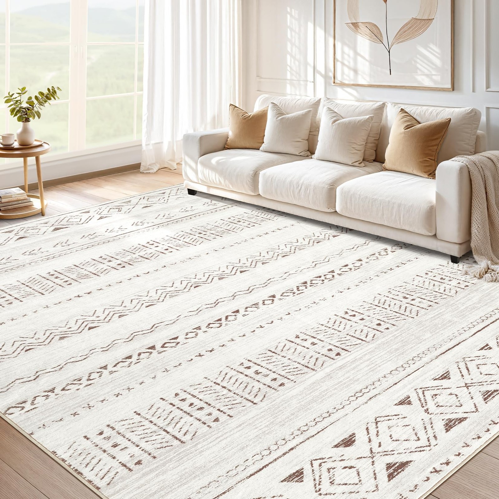 5x7 Area Rug Living Room: Washable Boho Rugs with Non Slip Backing Large Soft... gallery