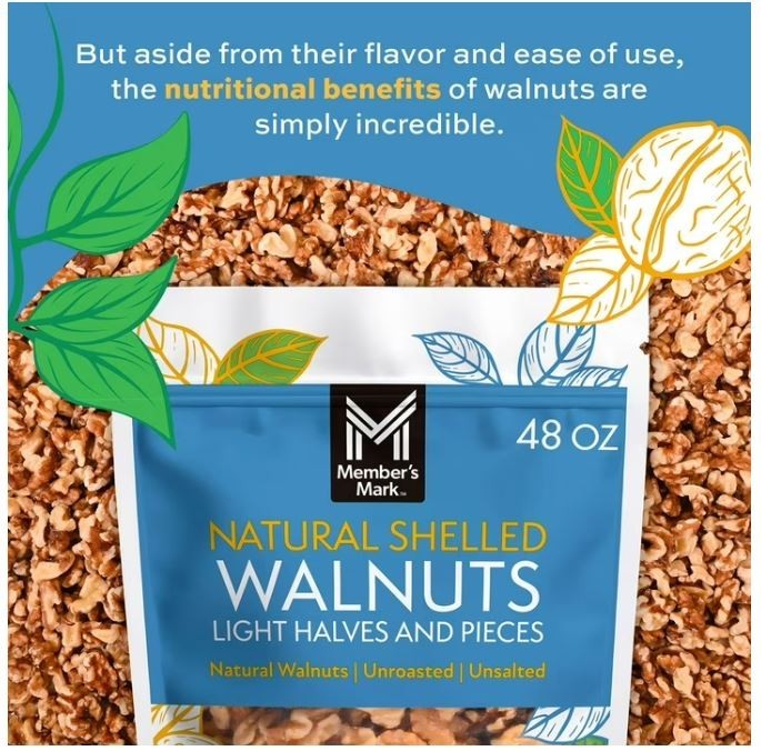 2pk Member's Mark Natural Shelled Walnuts 3 lbs, Each Pack gallery