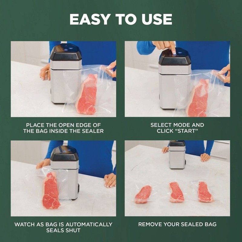 InstaSeal Airtight Double Seal Compact Upright Bag Food Vacuum Sealer w/ 12 Bags gallery