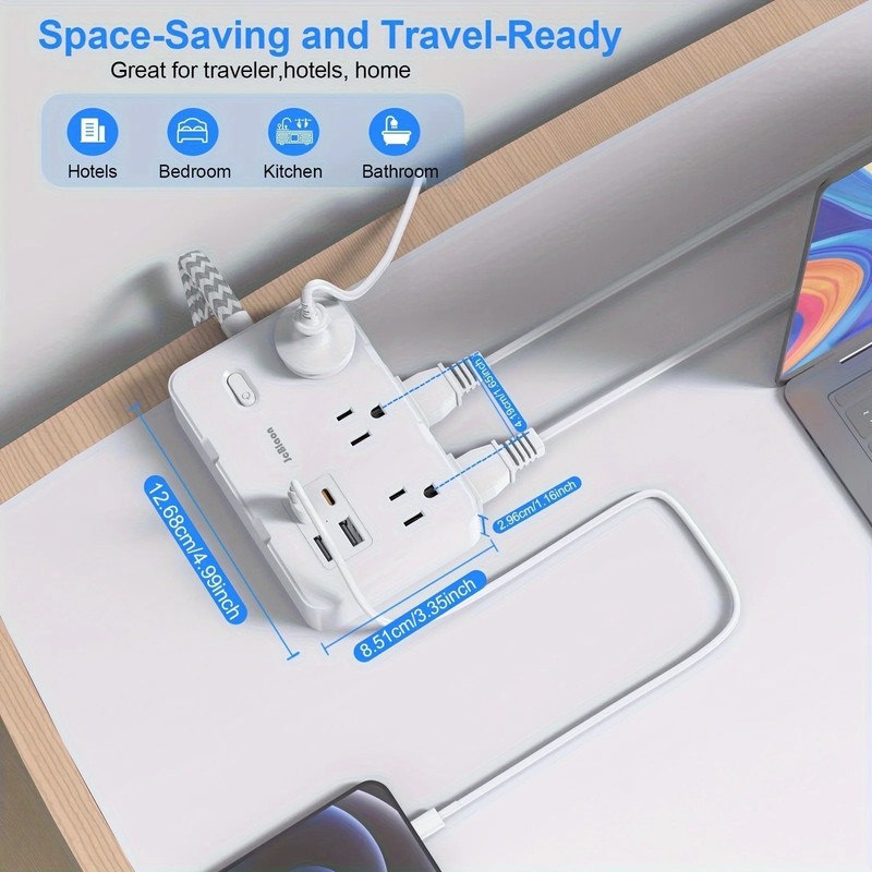 US Plug AC Outlet Multiprise Power Strip Braided Extension Cord Smart Home Elect gallery