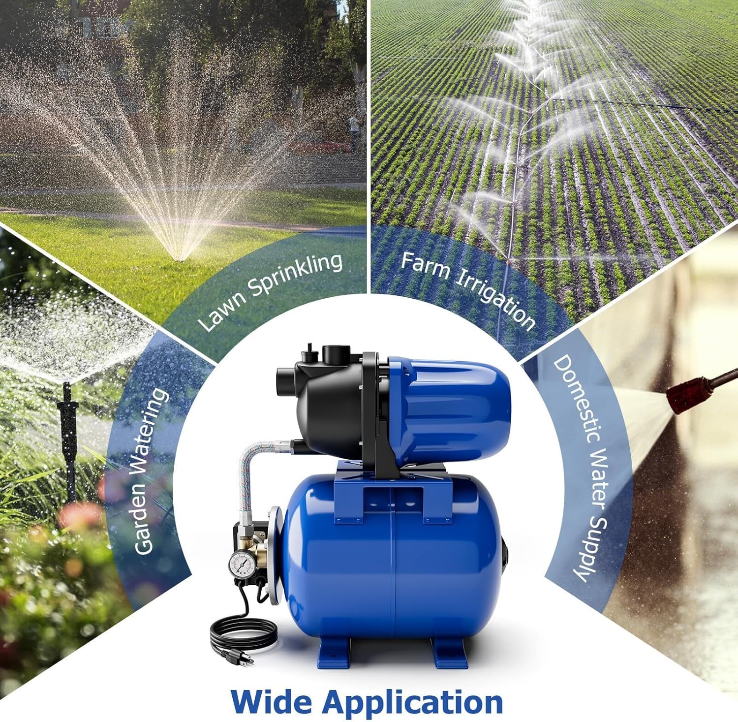 1.6 Hp Shallow Well Jet Pump With Pressure Tank 1000 GPH 164 FT Irrigation gallery
