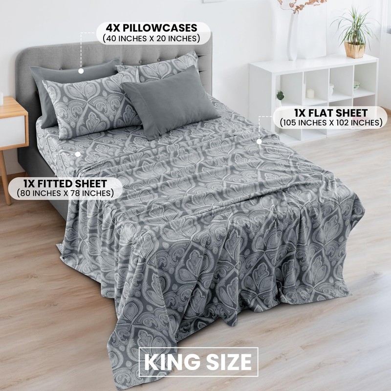 Lux Decor Collection Bed Sheets - 6 Pc King Size Sheets - 1800 Thread Count Brus gallery