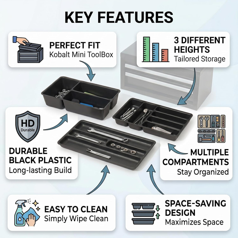 6 Pcs Tool Box Organizer Tray Divider Set for U.S. GENERAL Mini Steel Toolbox,To gallery