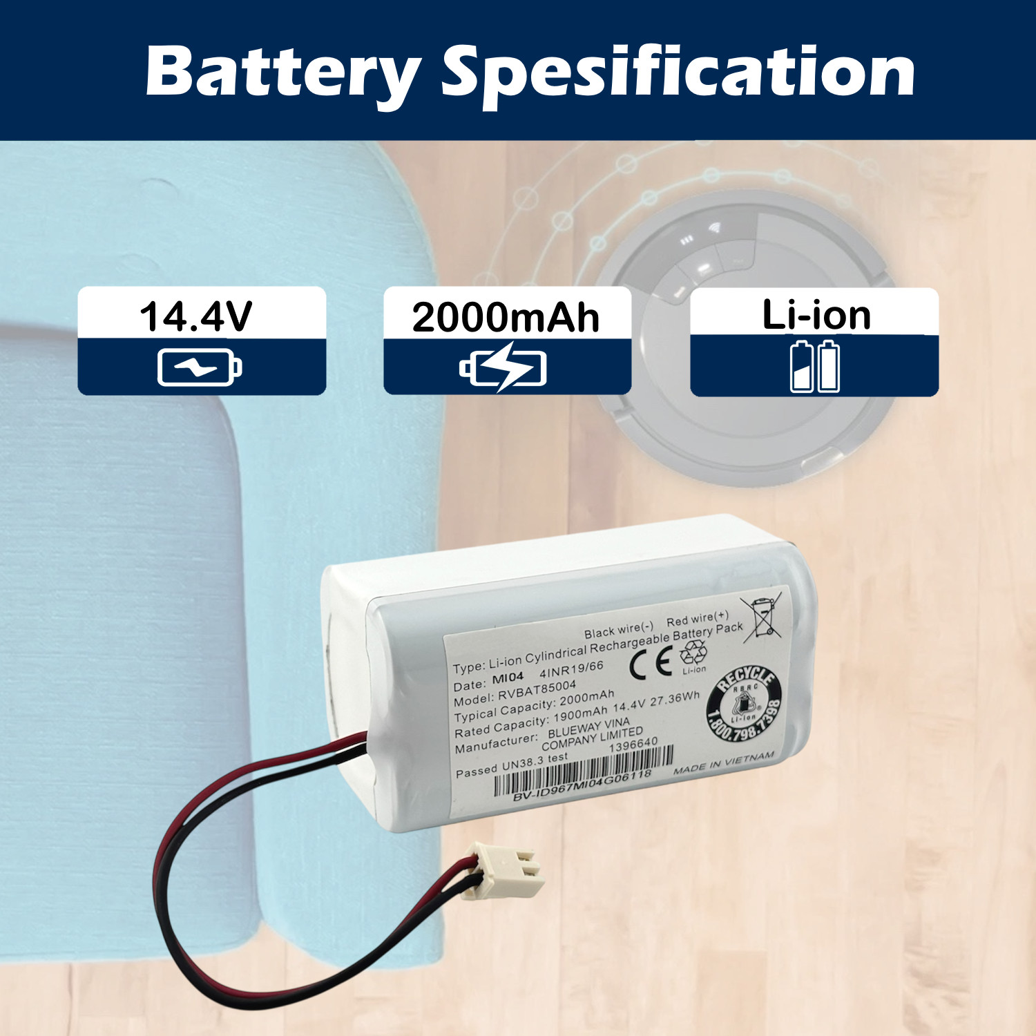 New Genuine Shark Replacement Rechargeable Li-Ion Battery 2000mAh - RVBAT85004 gallery