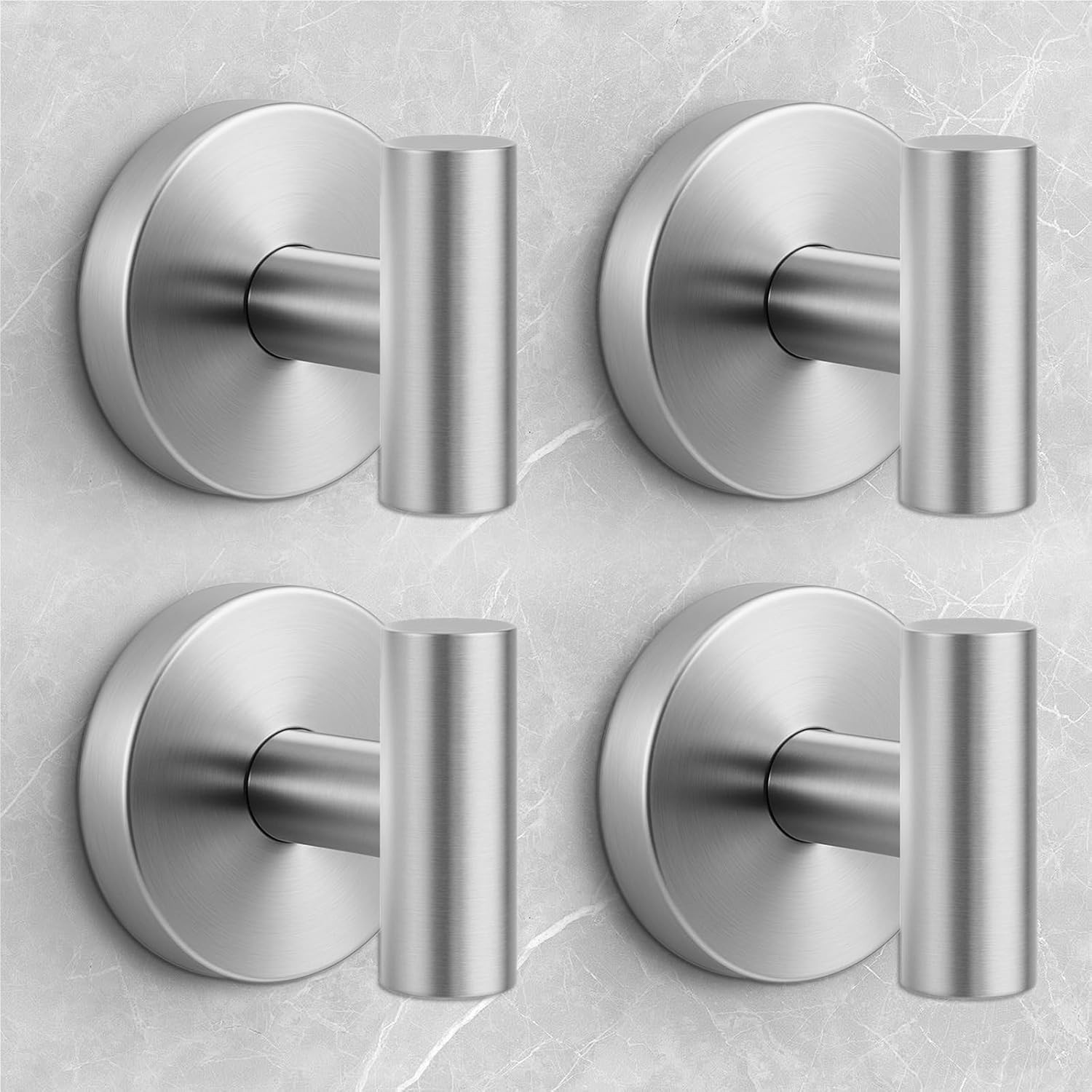 Removable Heavy Duty Suction Cup Shower Hooks, 4 Pack (Silver) gallery