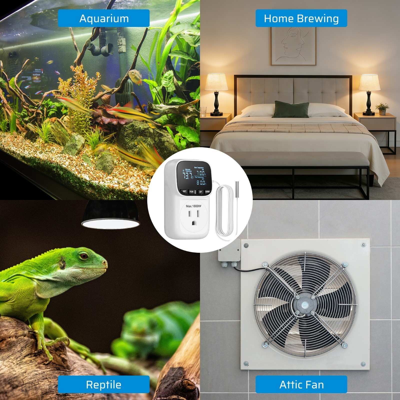Digital Temperature Controller, Heavy Duty 15A/1800W Thermostat Outlet Plug, VA gallery