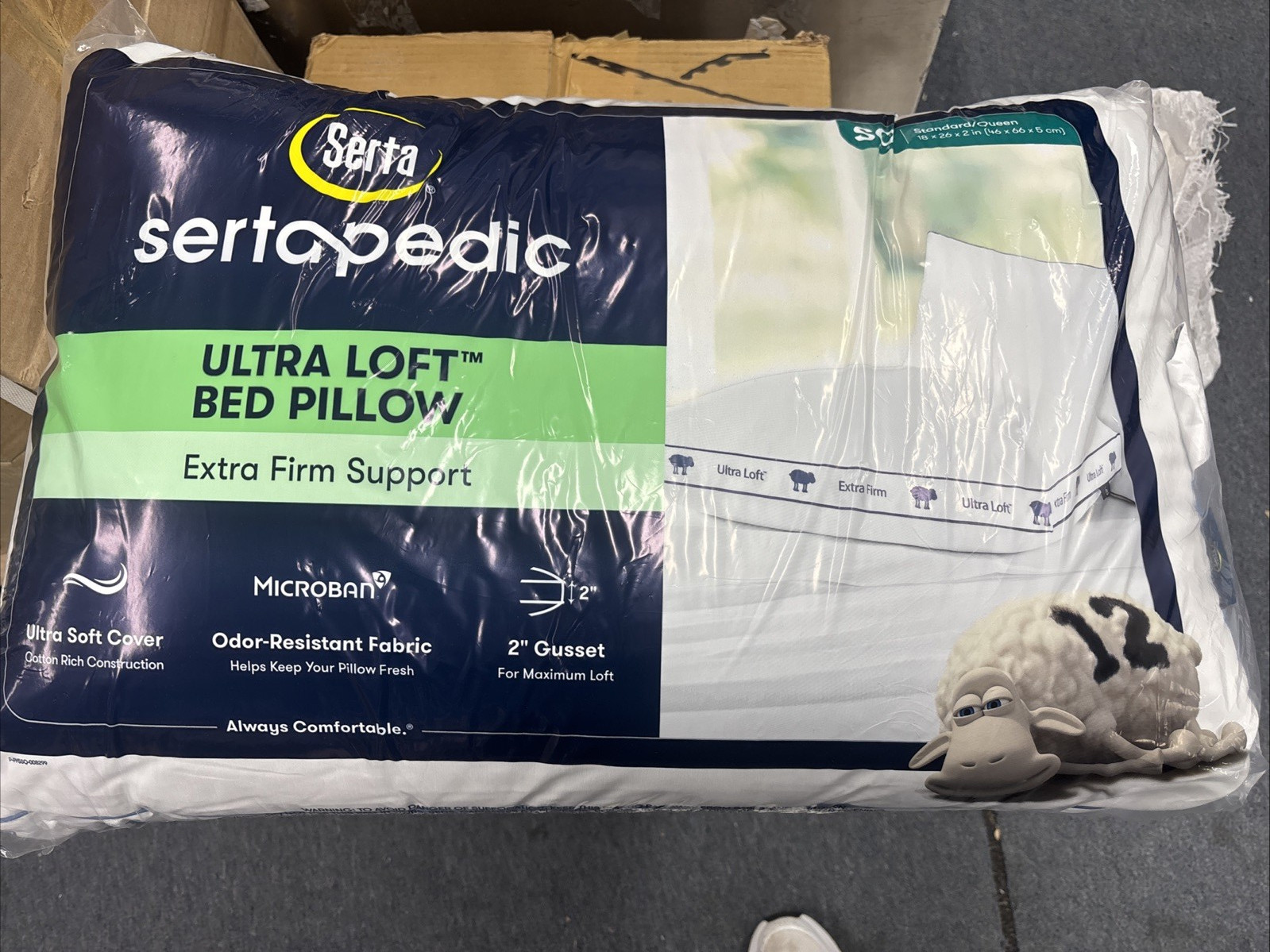 SERTAPEDIC Extra FIRM PILLOWS 2 each STD SIZE HYPOALLERGENIC MACHINE WASHABLE gallery