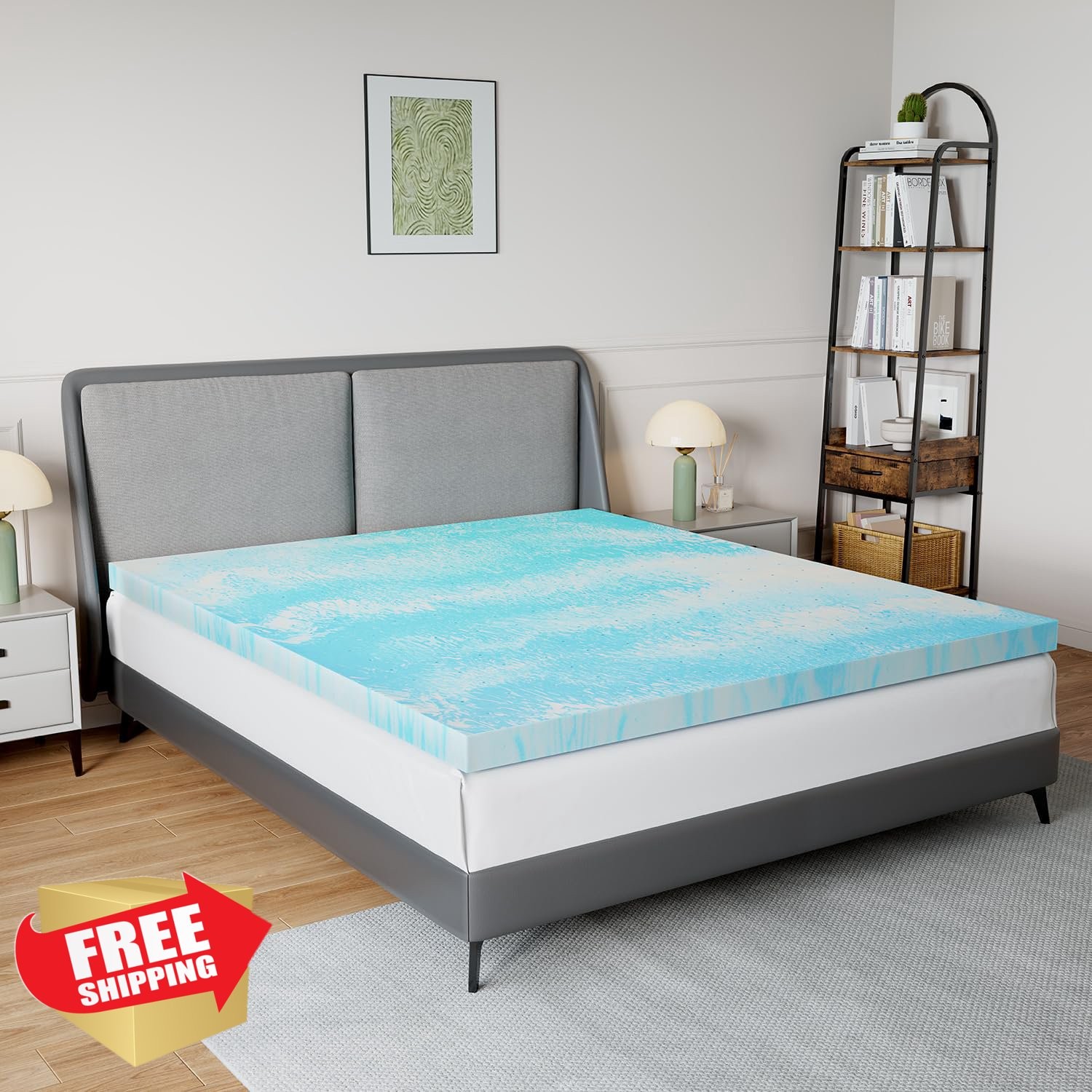 Novilla Queen Mattress Topper Blue 2 Inch Memory Foam gallery