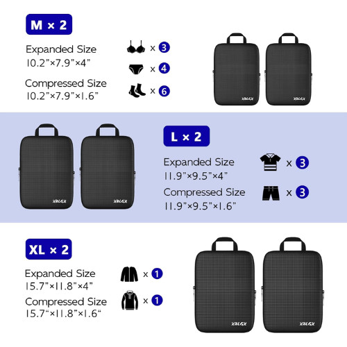 6-Piece Travel Compression Packing Cubes Set Luggage Organizer Bags for Carry-On gallery