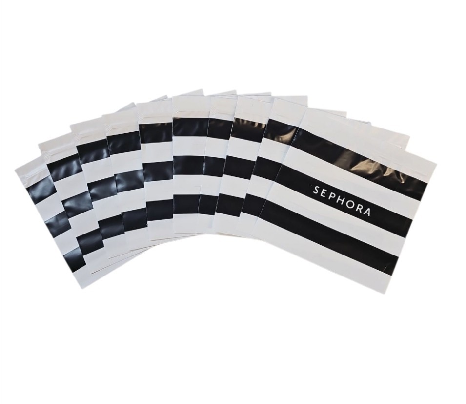 50 Sephora Bag Gift Pouch Small Branded Sealable Baggies White Black 5" x 5.25" gallery