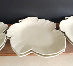 White Leaf Salad Lunch Plates Set 2 Global Views 10.5″ Botanical Serving Plates