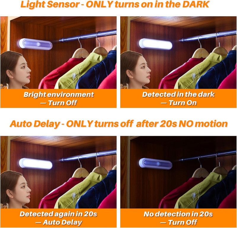 3 Pack 7” Motion Sensor Lights Indoor Battery Operated, Stick on LED Light for C gallery