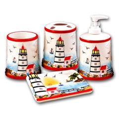 Lighthouse Ceramic 4 PC Bathroom Set. Item #3046