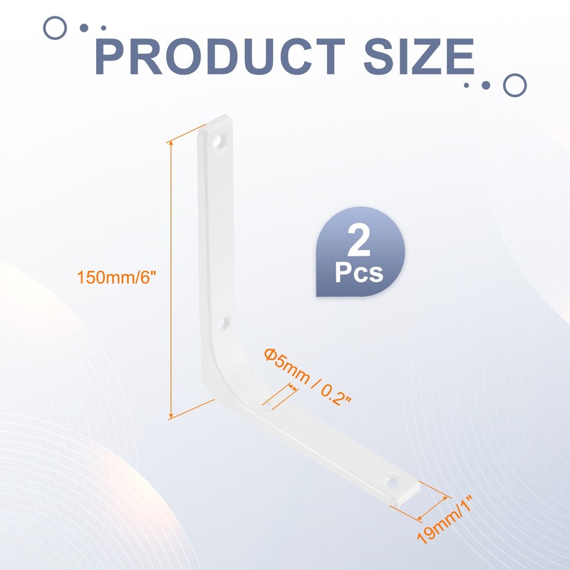 2Pcs Floating Shelf Brackets 5 x 6 Inch Heavy Duty Wall Shelf Supports White gallery
