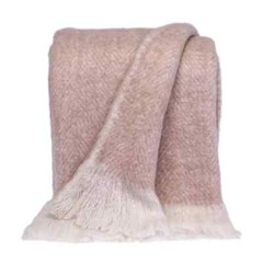SUPREME SOFT PINK AND WHITE HERRINGBONE HANDLOOMED THROW BLANKET