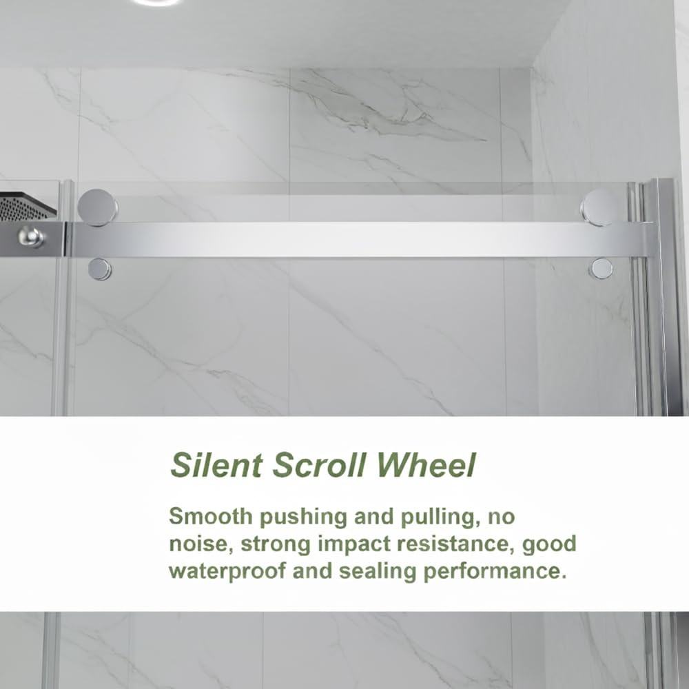 Frameless Sliding Shower Door, 1/4 inch (6mm) Thick Clear Tempered Glass Show... gallery