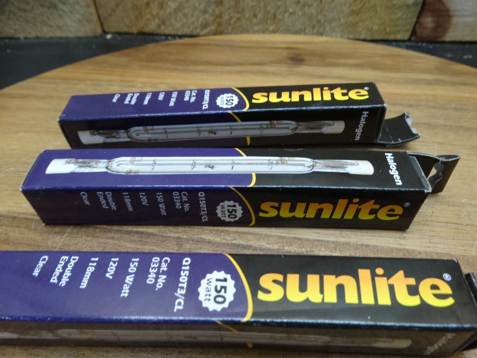 (3) Sunlite 150W 120V Halogen Light Bulbs Clear Double Ended Q150T3/CL gallery