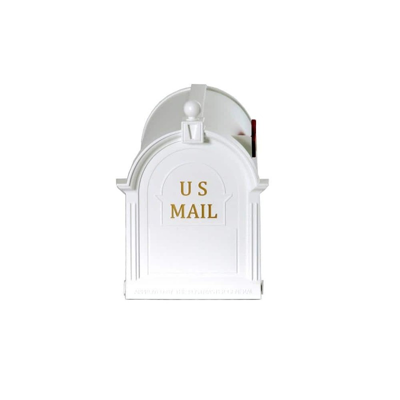 Ambrose White Post Mount Mailbox Large Plastic Residential Home Mail Box gallery