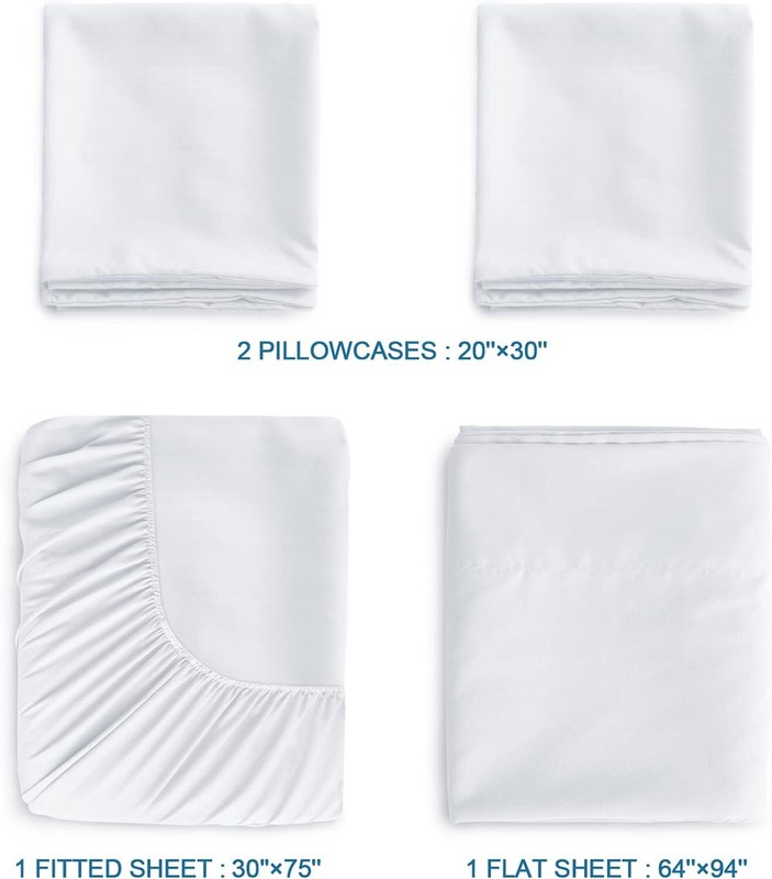 4 Piece Cot Size Sheets Fitted Cot Sheet Set 30"x75" for Camp Bunk/Guest Beds gallery