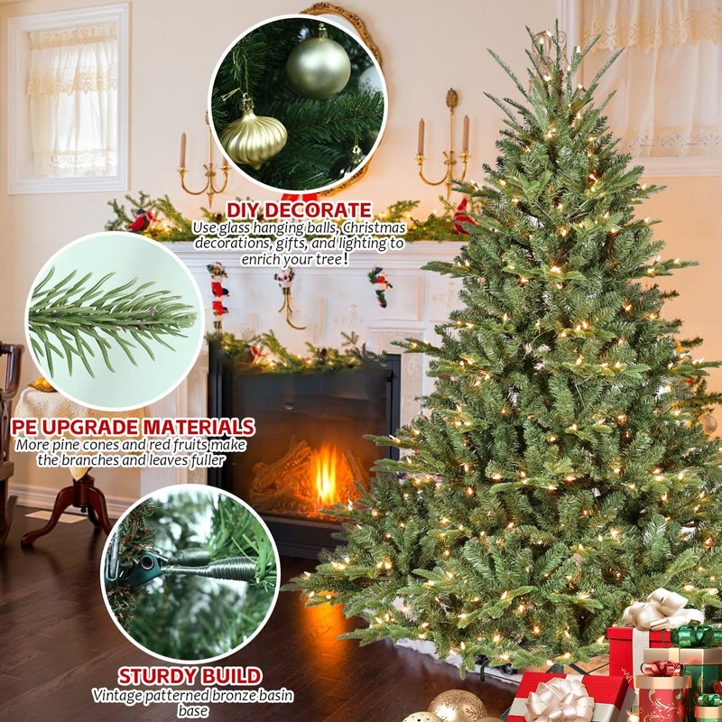 4-9FT Prelit Artificial Christmas Tree Premium Realistic Spruce Easy Assembly gallery