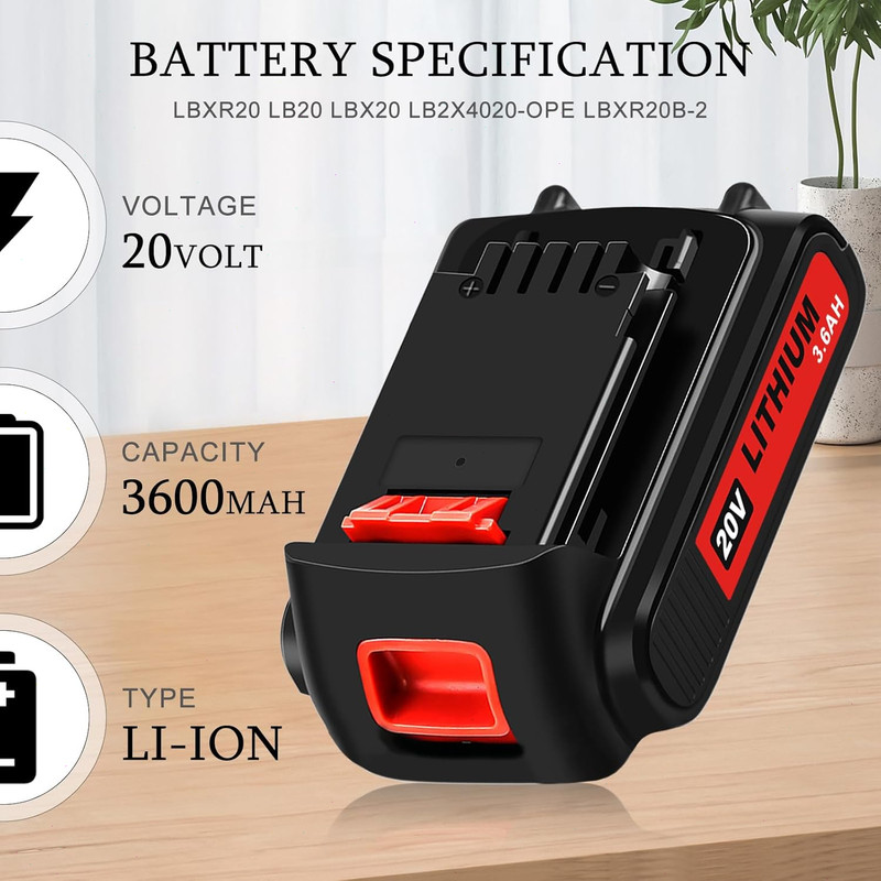 2P 3.6Ah Li-ion replacement Battery For Black & Decker LBXR20 LB20 LBX20 LDX120 gallery