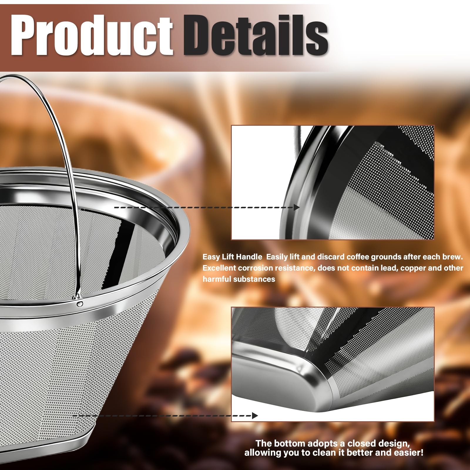 #4 Coffee Filter Reusable Stainless Steel Compatible Technivorm Moccamaster gallery