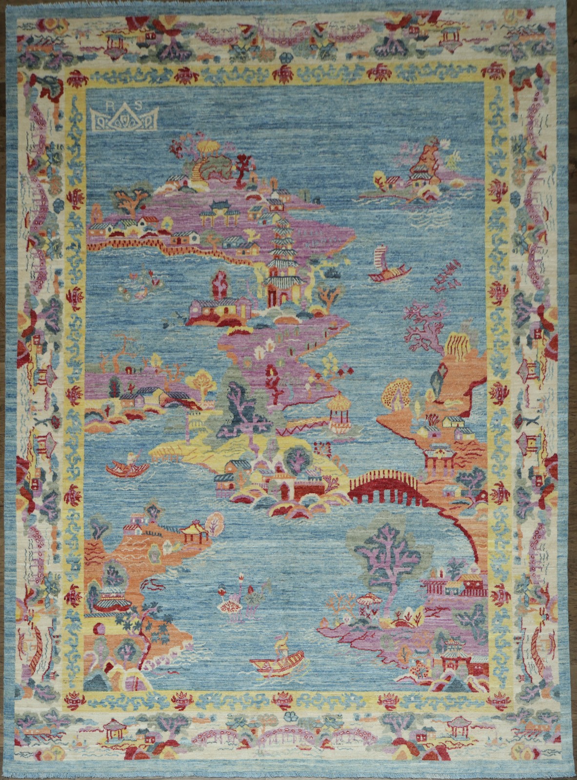 Vegetable Dye Art Deco Style Area Rug 9x12 Ft Hand-Knotted Transitional Carpet gallery