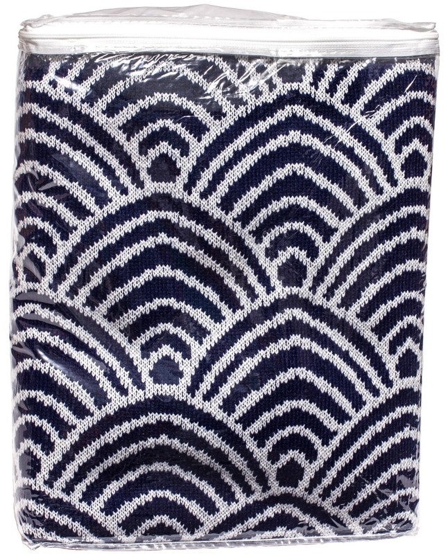 Deco Design Knit Throw Blanket Navy Blue Cottage Acrylic For Chair Sofa Bedford gallery