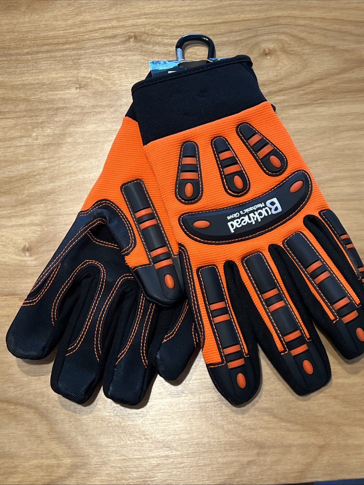 Buckhead Mechanic’s Glove Large Orange TPR Protection All Purpose New On Card gallery