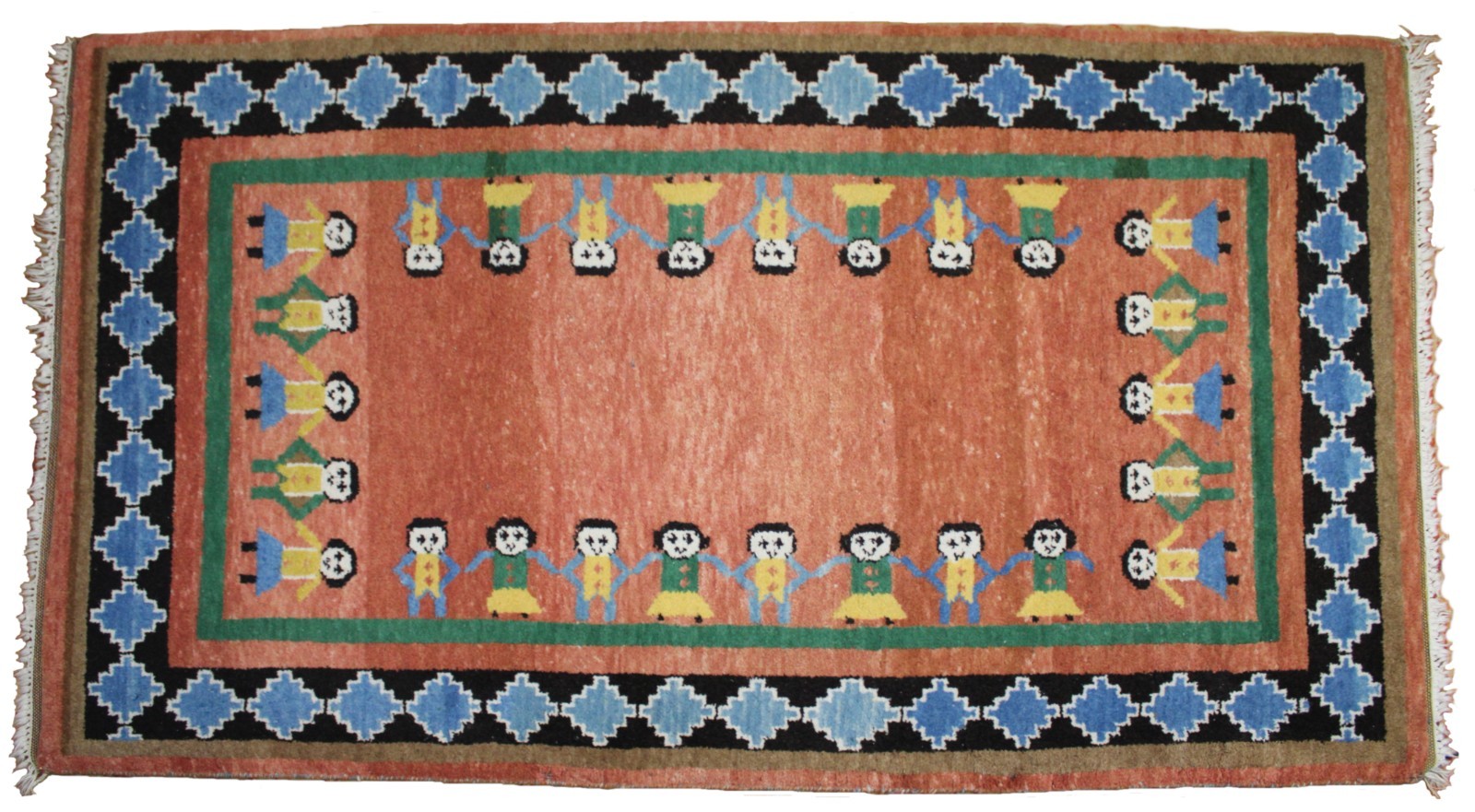 Large Tunisian Handwoven Wool Rug 46"W x 76"L - Unique Masterpiece gallery
