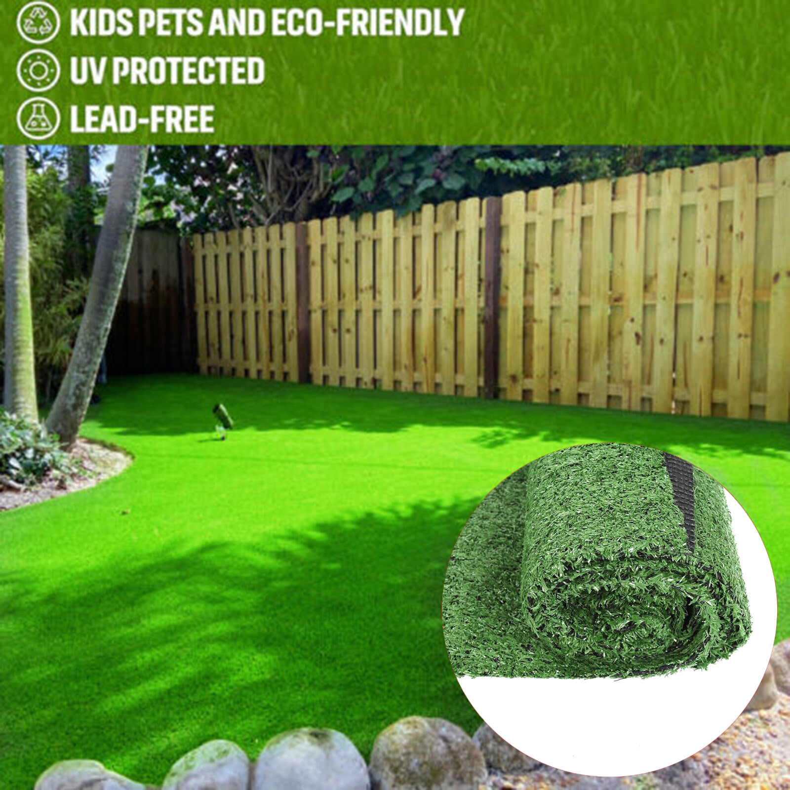 Green Artificial Grass Rug 6 ft. x 8 ft. Patio Deck Indoor Outdoor Landscape NEW gallery
