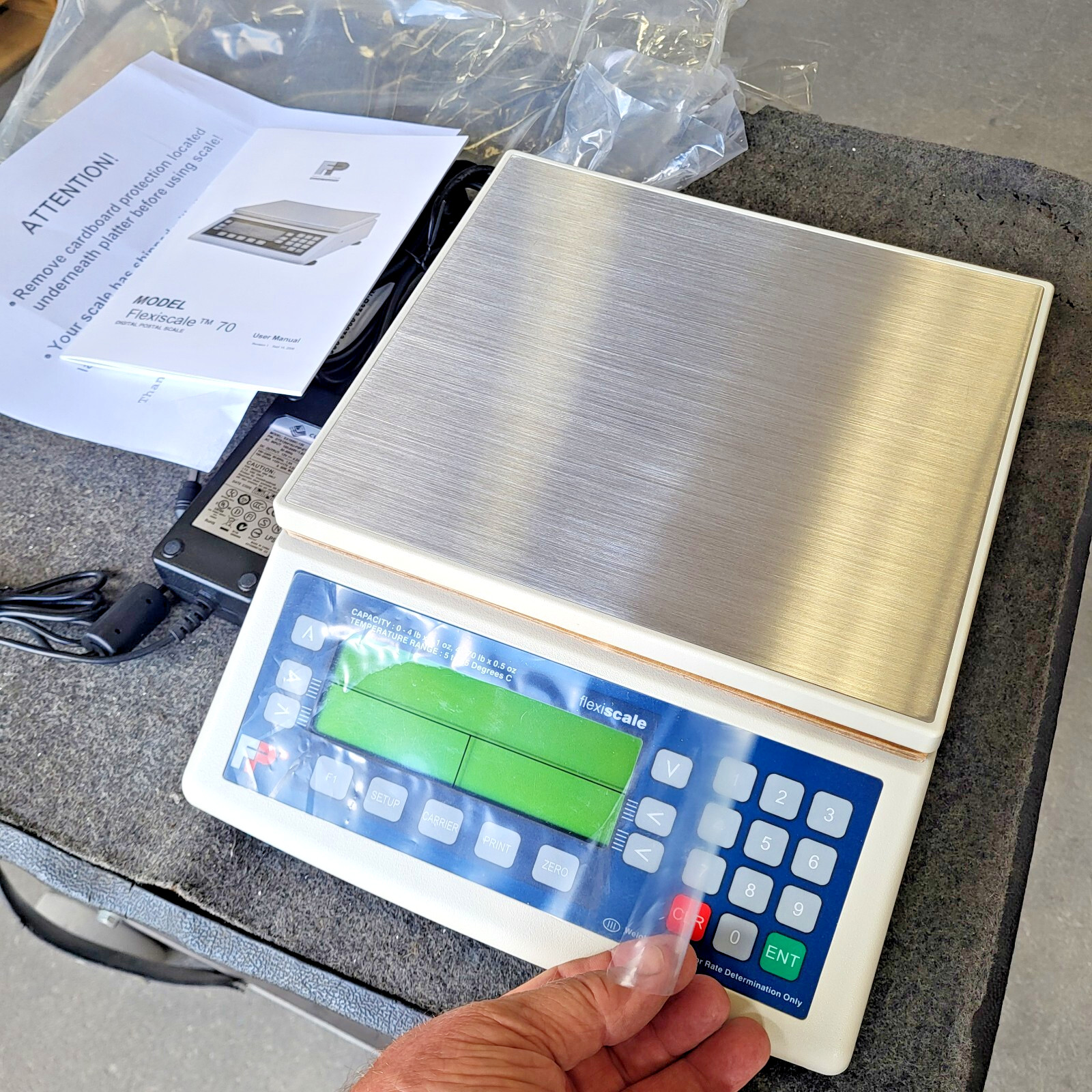 *NEW* Flex-i-Scale digital weight scale, 70lb capacity, w/ pwr supply gallery