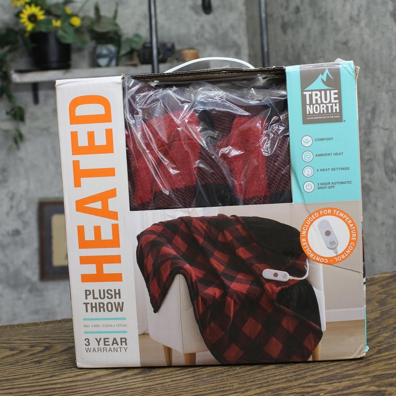 true North Microplush Plaid Heated Electric Throw Blanket Red / Black 50x60 gallery