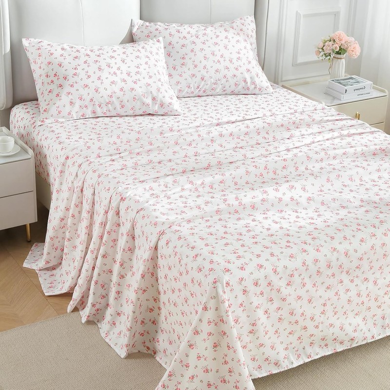 Queen Size 4 Piece Sheet Set, Soft Breathable Bed Sheet Set for Bedroom with gallery