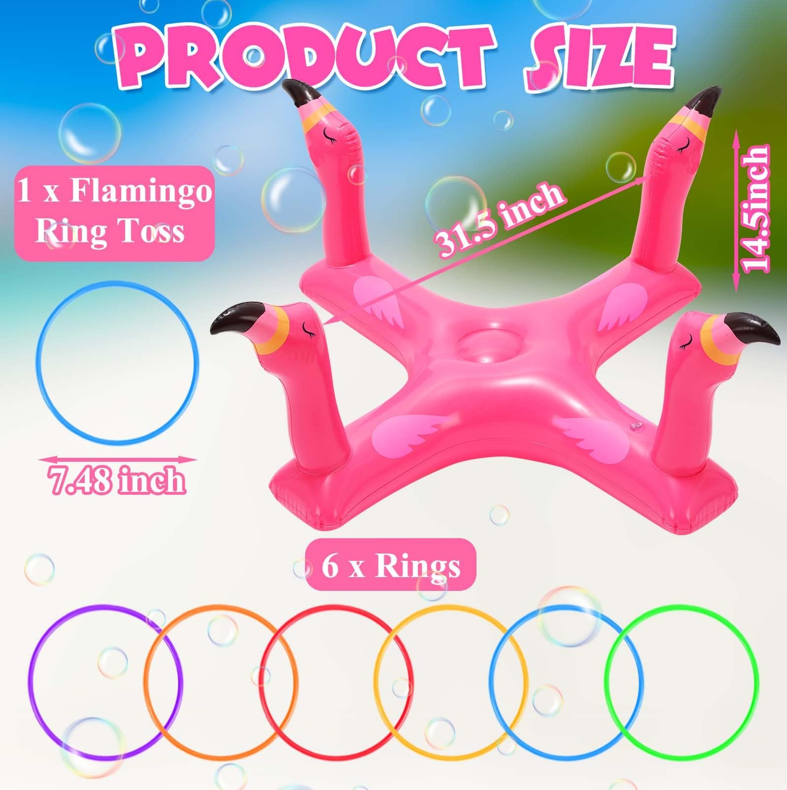 Pool Floats Toys Games Set, Inflatable Cross Ring Toss Game with 6pcs Rings f... gallery