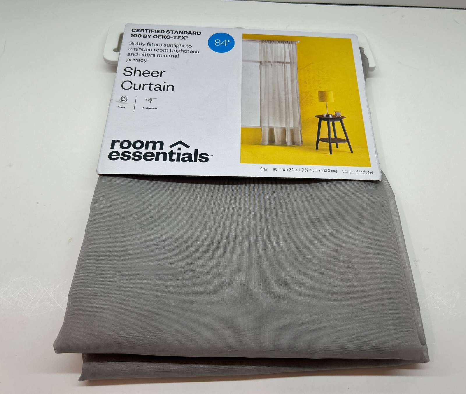 Room Essentials Sheer Voile Window Curtain 1 Panel Gray 60"W x 84"L gallery