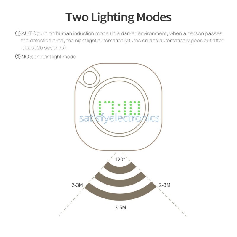 Digital LED Time Wall Clock With PIR Motion Sensor Night Light Home Clock Lamp gallery