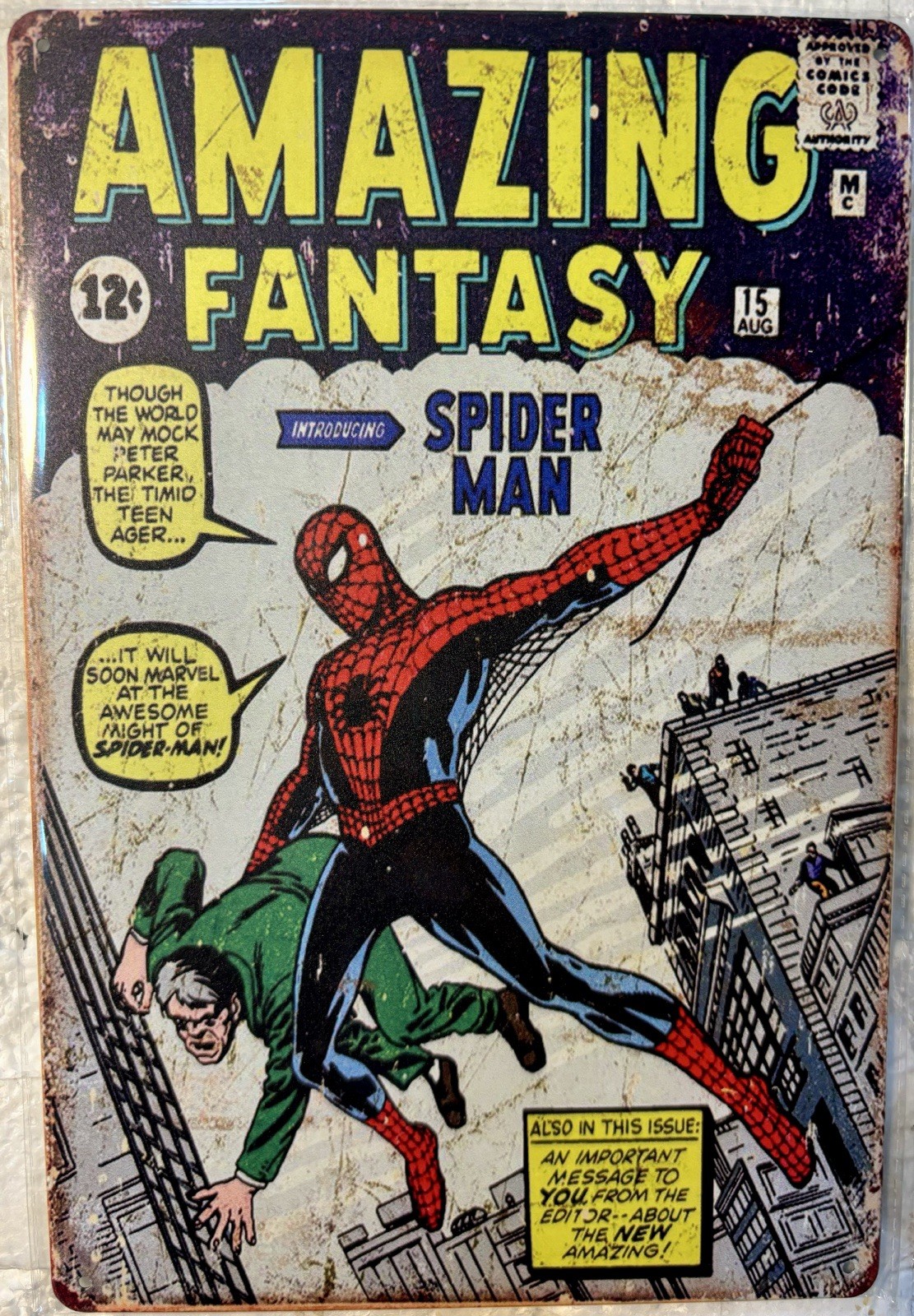 TIN SIGN 8x12 Spider-Man Web Marvel Comic Book Cover Superhero Criminals DD11 gallery