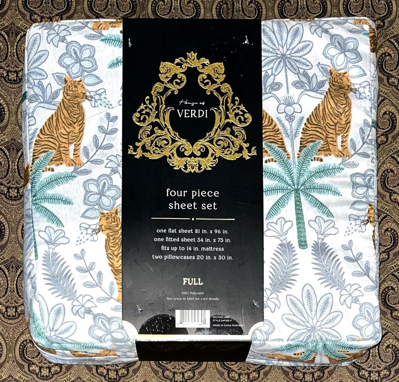 4 pc Verdi Tiger Jungle Pattern Full Sheet Set Sheets Palm Trees gallery