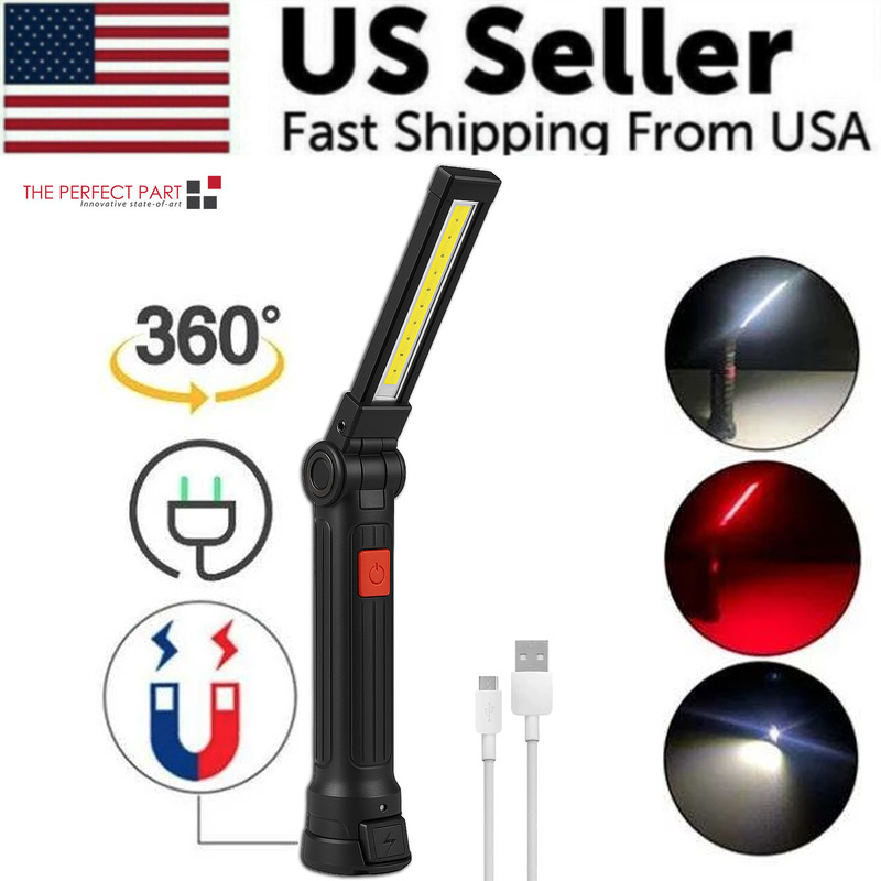 Rechargeable LED COB Work Light Mechanic Flashlight Lamp Magnetic Base Bright gallery