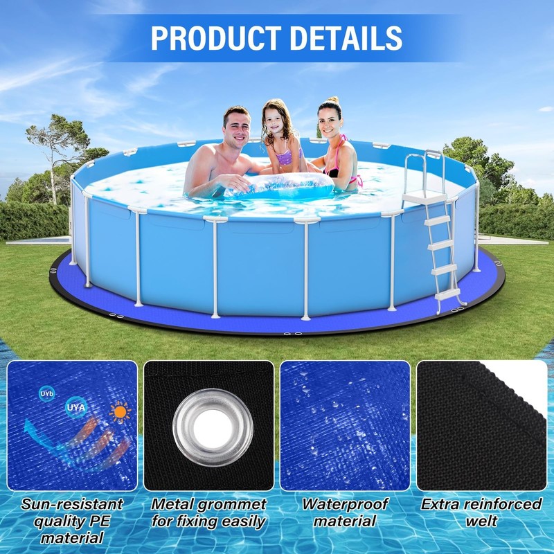18FT Round Pool Ground Cloths, 185g/㎡ Density Heavy Duty Pool Liner Pad, gallery