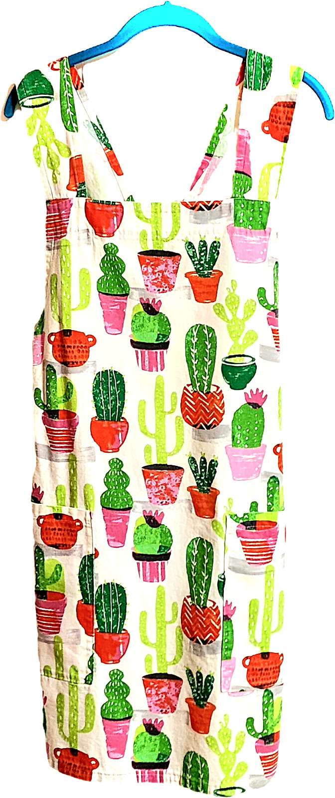 Cotton Crossback Apron Large Pockets Cactus Print Japanese-style Woman Size 12 gallery