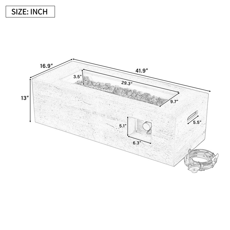 Outdoor Rectangular Propane Fire Pit 40000 BTU 41.9 Inch Black Magnesium Oxide gallery