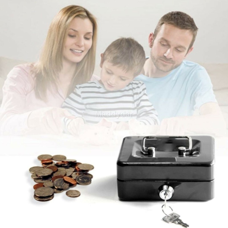 Small Security Box Safe Chest Key Lock Money Document Cash Jewelry New gallery