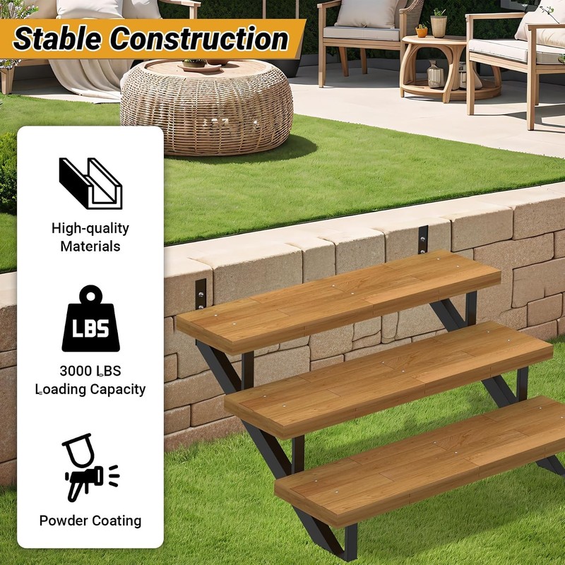 Steel Stair Riser 2-Pack 3 Step Stringers for Deck Outdoor Steps gallery