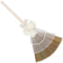 Wedding Broom for Jumping Ceremony, Decorative Jump Broom DIY With Pearl Roses