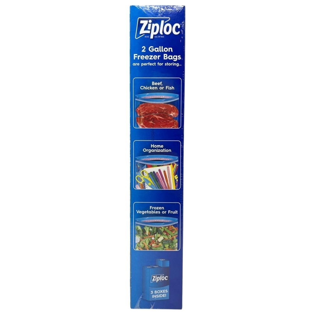 3 Pack - Ziploc 2 Gallon Freezer Bags, Easy To Open, 10 Count ( 13" x 15" ) gallery