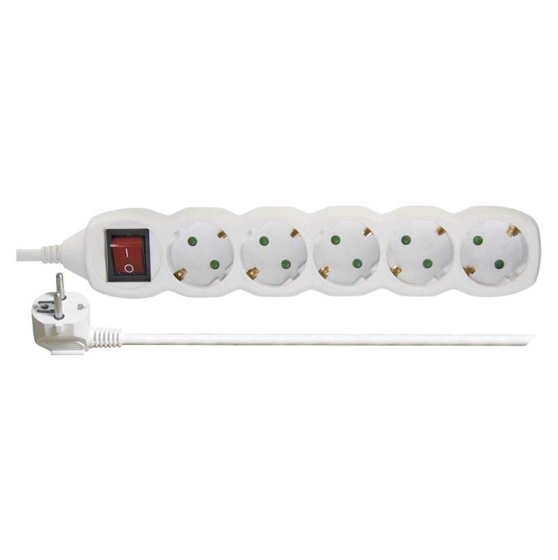Extension Lead Cable 16A EU Main Plug Socket 5 Way 5m White gallery