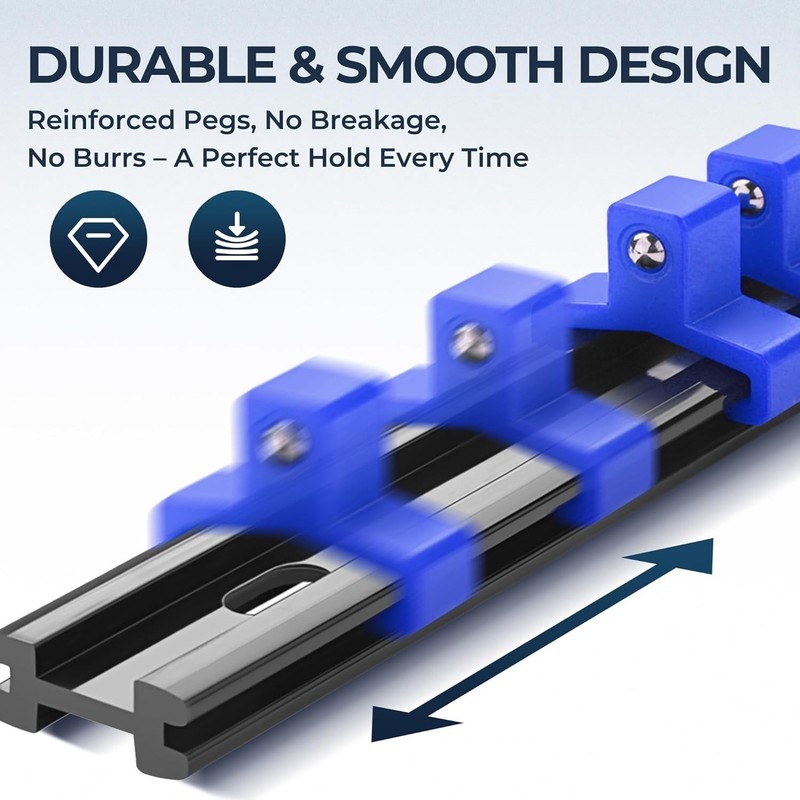 6 Pcs Socket Holder Organizer Mountable Sliding Rail Rack 86 slot 14 Inch ABS gallery