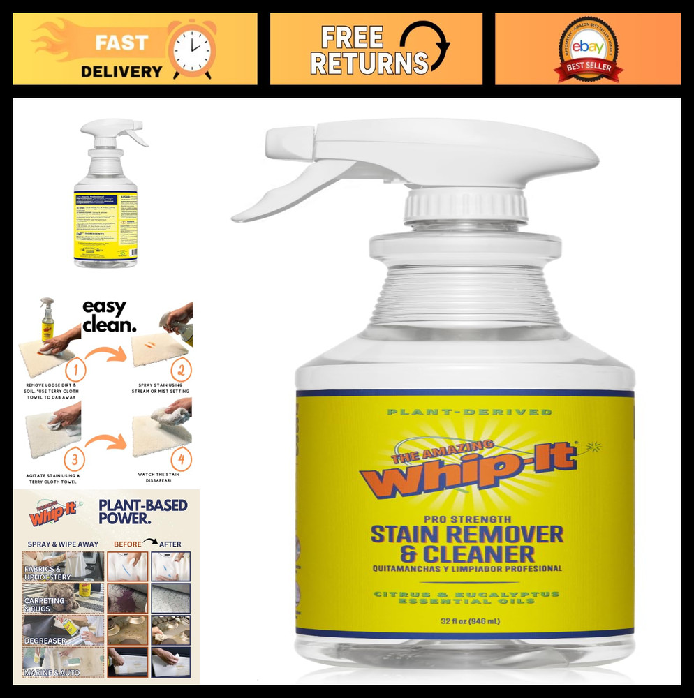 Multi-Purpose Stain Remover Spray - Plant-Based Enzyme Cleaner, 32 OZ, 500+ Uses